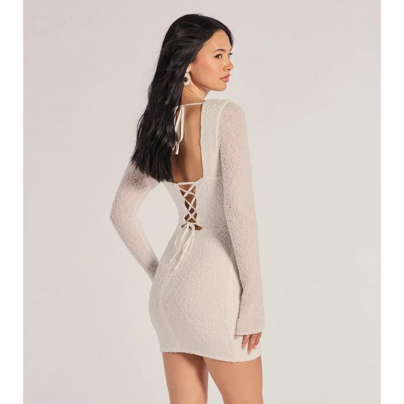 Breigh Beaded Lace-Up Mini Dress