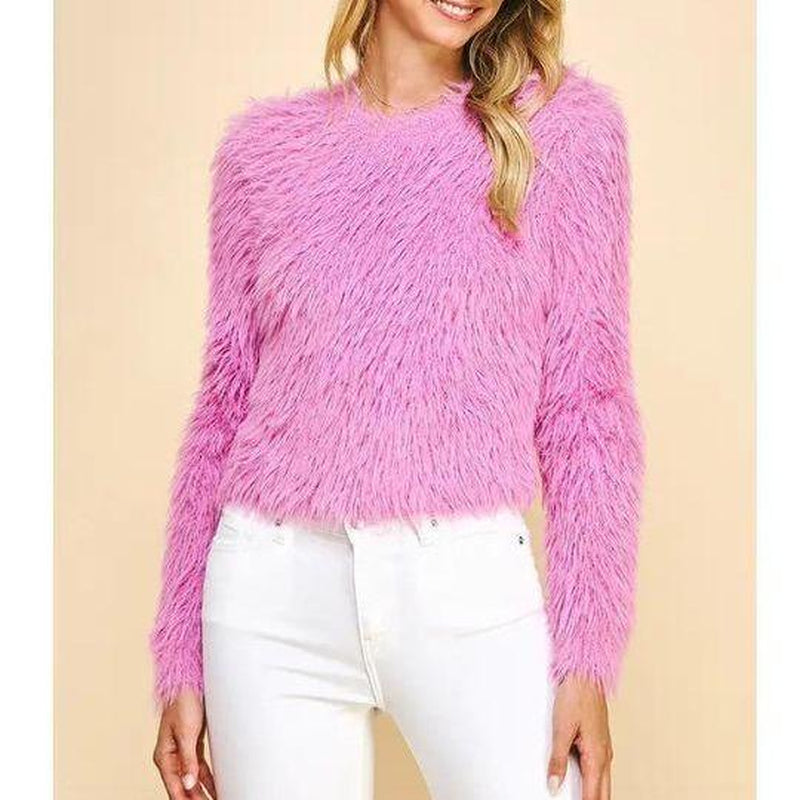 FUZZY CROPPED SWEATER