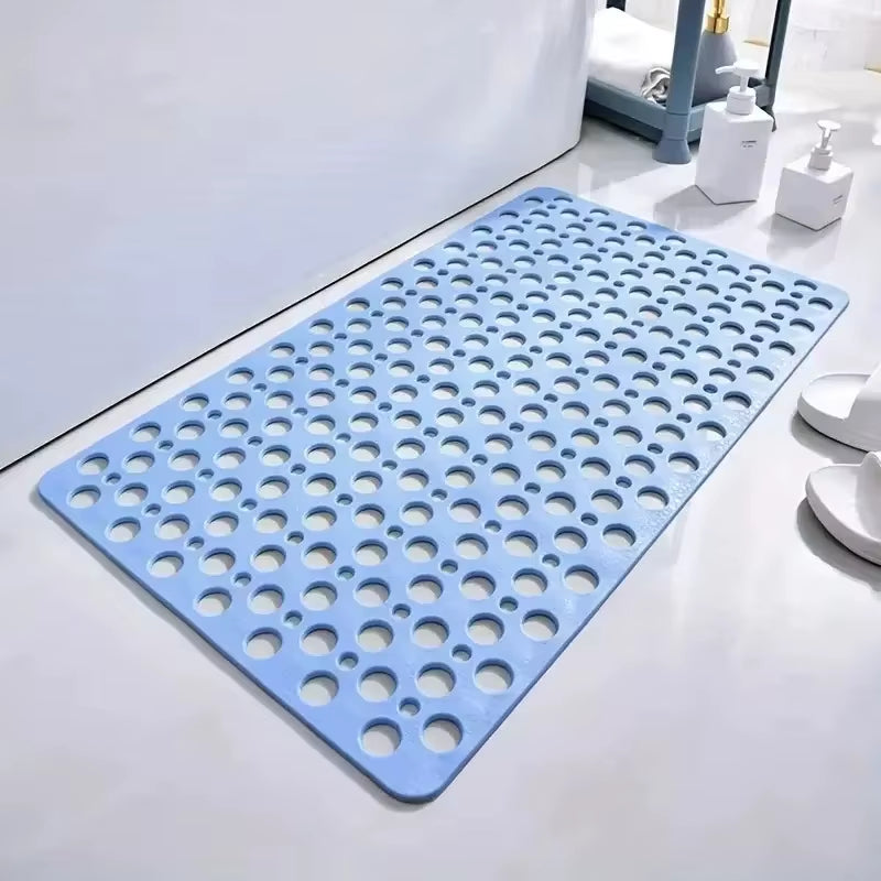 Square Non-Slip Bathroom Mat with Suction Cup and round Hole Design Shower Anti-Fall Household Shower Massage Quick Drainage Mat