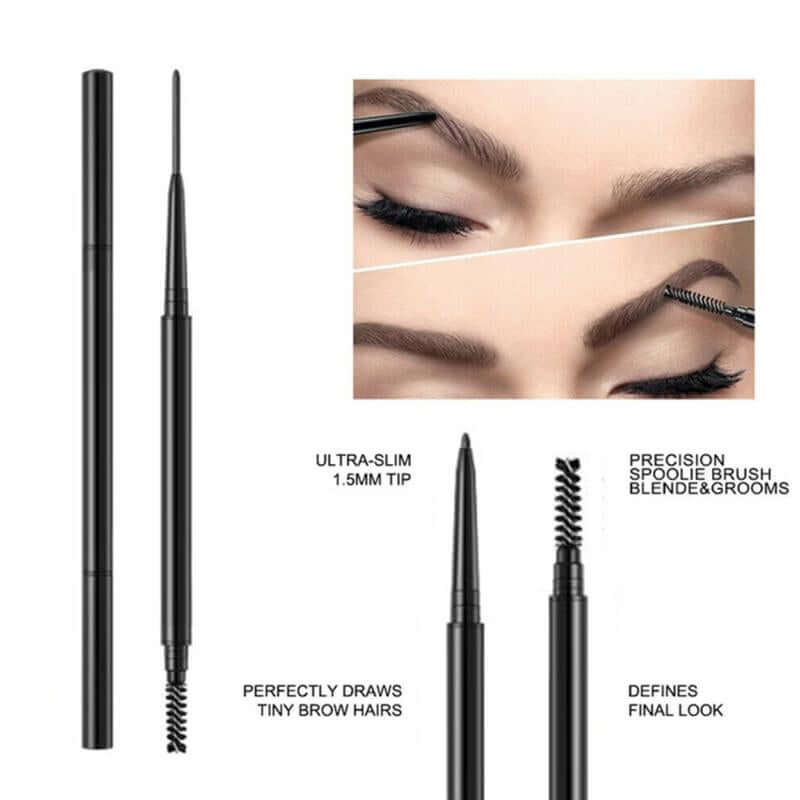 2 Pack Eyebrow Pencil, Waterproof Microblading Eye Brow Eyeliner Eyebrow Pencil Pen Brush Makeup Tools Cosmetic Smooth Cosmetic Smooth