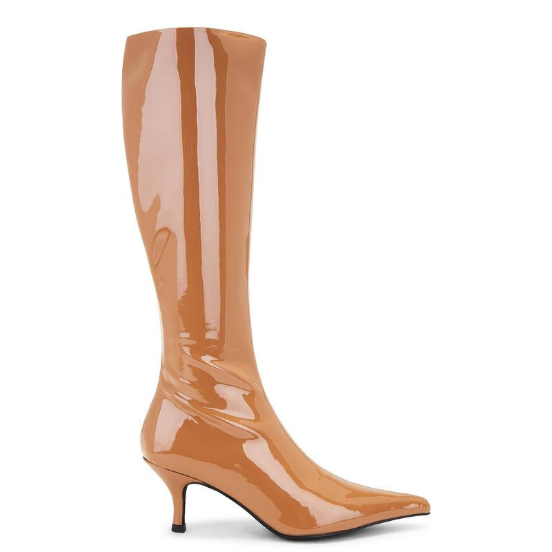 Jeffrey Campbell Distant-Hi Boot in Tan Patent