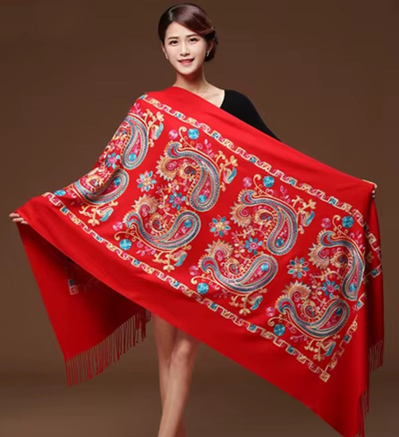 New Arrival Shawl Women Embroider Flower Scarf Pashmina Cashmere Scarf Winter Warm Fine Tassels Scarf Shawl Fashion Shawl Scarve