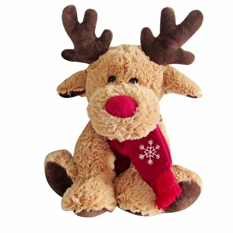 25Cm Christmas Reindeer Scarf Plush Stuffed Doll Toy Home Sofa Decoration Gifts for Children New Year Decor Accessories