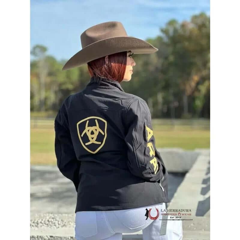 ARIAT JACKET SOFTSHELL BLACK & GOLD TEAM LOGO