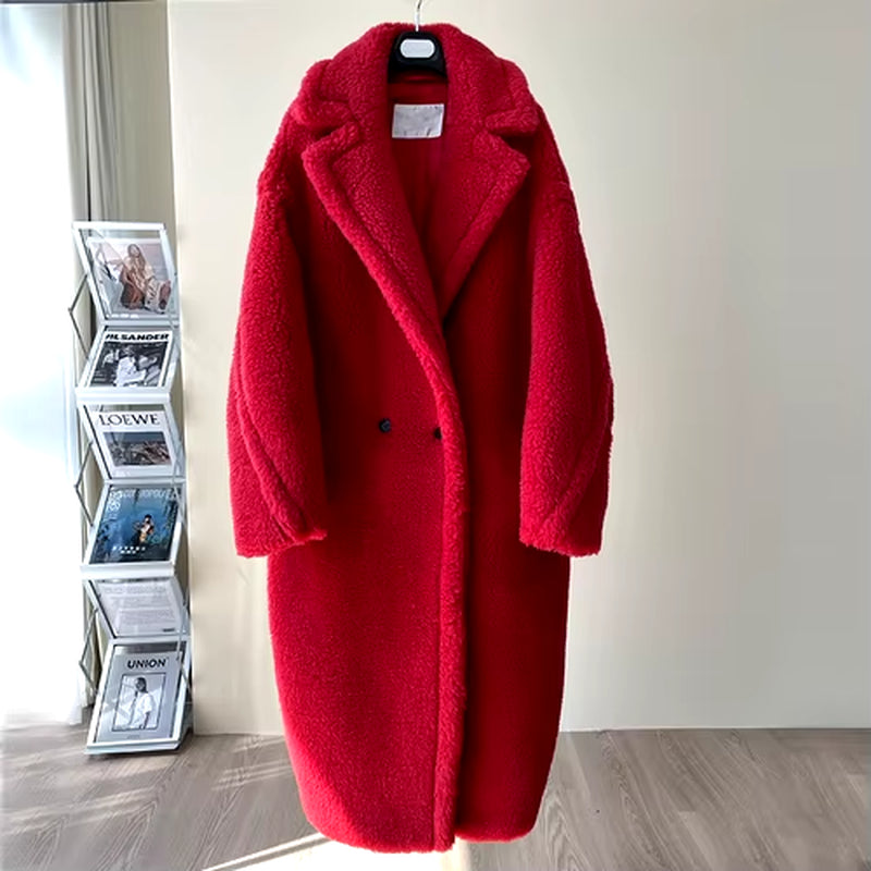 Women'S Coat Teddy Bear Real Fur Coat Women Winter Alpaca Coat Women Wool Coat Loose Coats Warm Thicken Coat Women Classic Coat