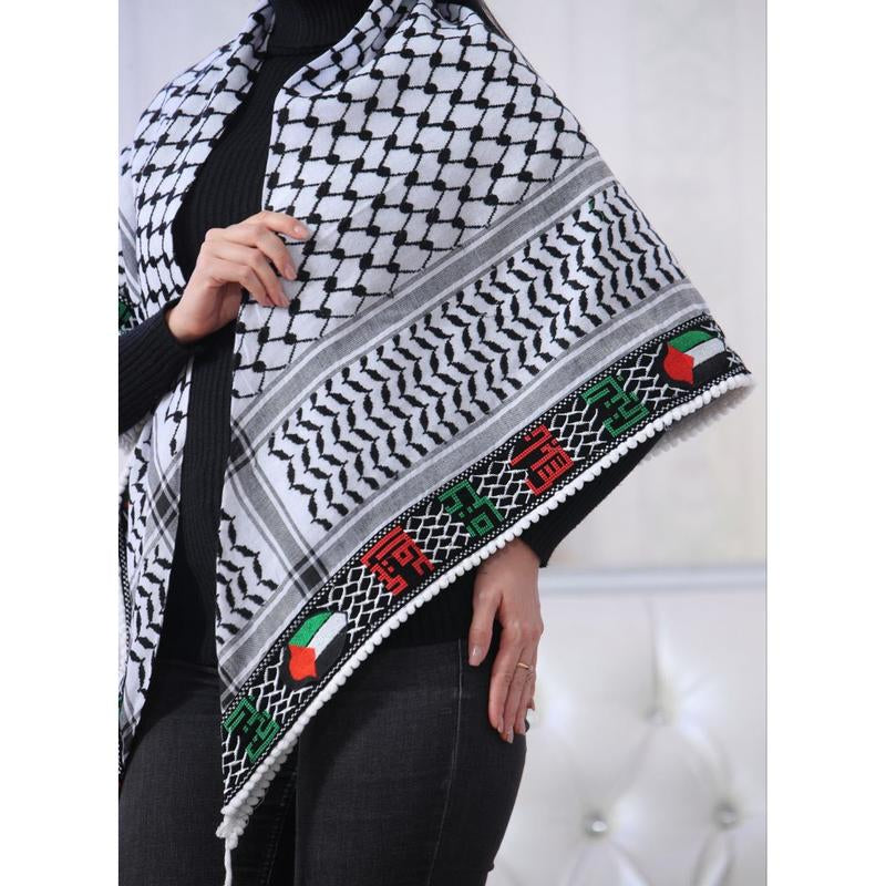 Embroidered Kuffiyeh with Cities of Palestine: Cultural Heritage and Style