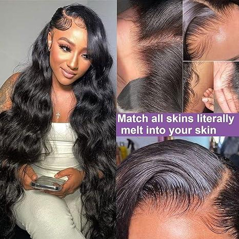 Lemoda 13X4 SKINLIKE Real HD Lace Wig, 13X6 Full Frontal Lace 0.10Mm Ultra-Thin Swiss Lace 180% Density Body Wave Human Hair Wig with Pre Plucked Clean Hairline and Baby Hair Bleached Knots