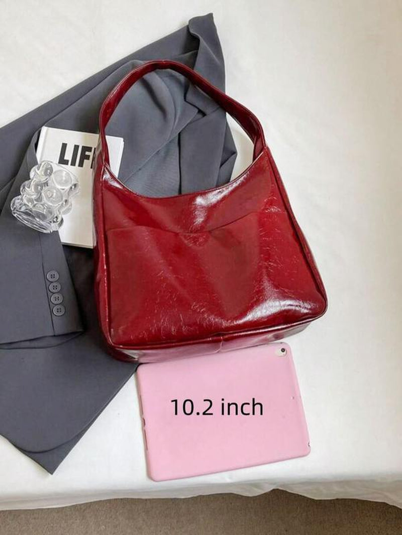 Women'S Solid Color Shoulder Bag, Fashionable PU Leather Hobo Bag, Casual Trendy Versatile High-Quality Daily Commuting Bag, Fashionable Tote Bag for Women