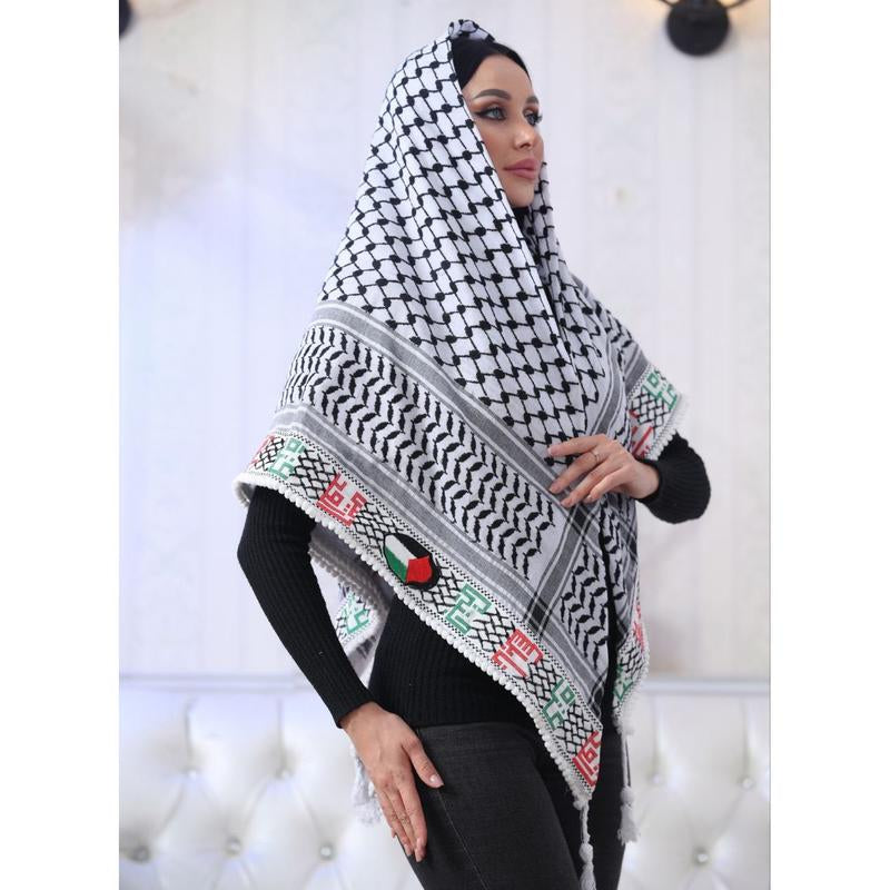 Embroidered Kuffiyeh with Cities of Palestine: Cultural Heritage and Style