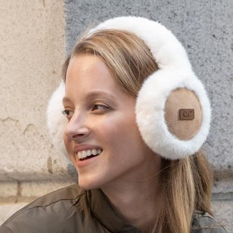 C.C Suede & Faux Fur Earmuff for Women - Warmth Meets Winter Glamour