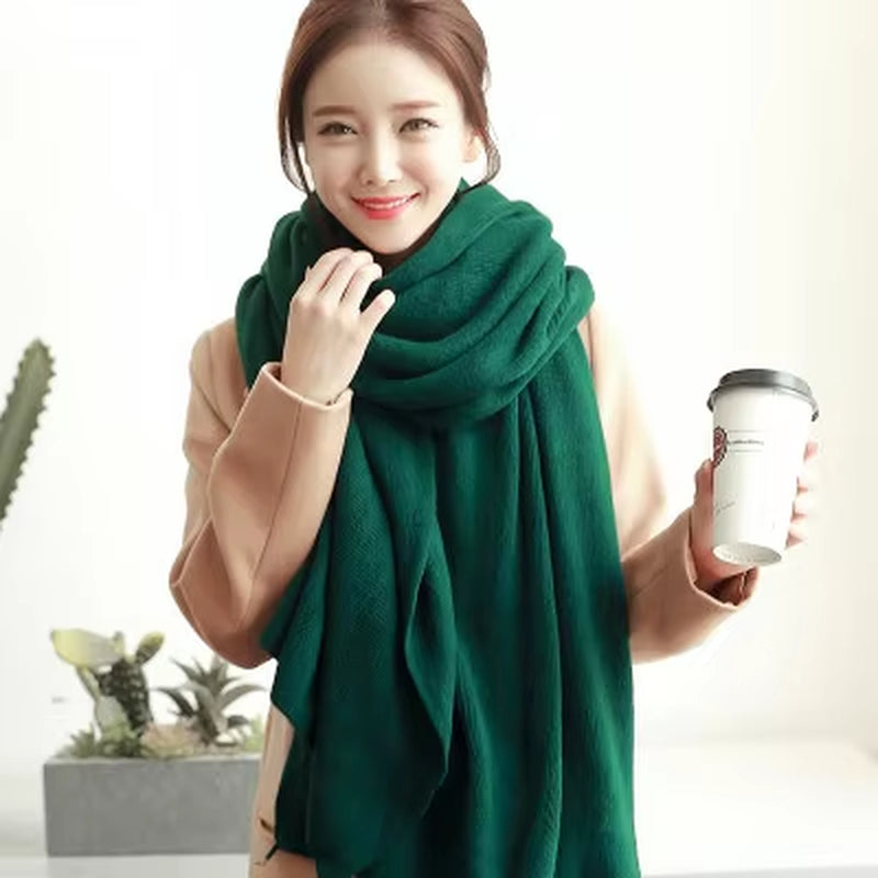 2023 Imitation Cashmere Women Winter Scarf Solid Preppy Style Scarve Thick Wrap Shawl Pashmina Lady Femme Bufanda Stoles Foulard