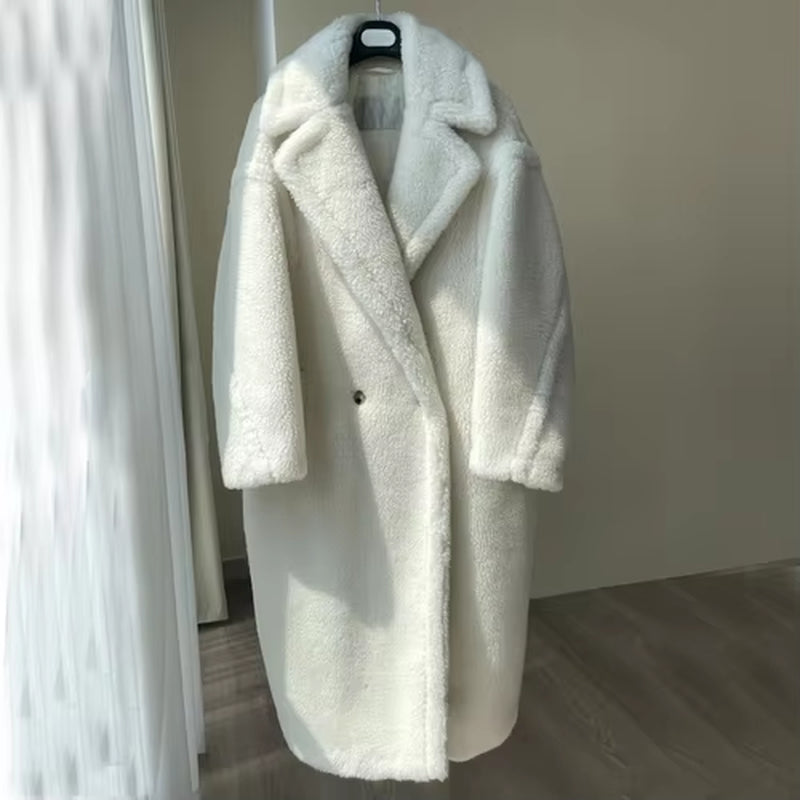 Women'S Coat Teddy Bear Real Fur Coat Women Winter Alpaca Coat Women Wool Coat Loose Coats Warm Thicken Coat Women Classic Coat