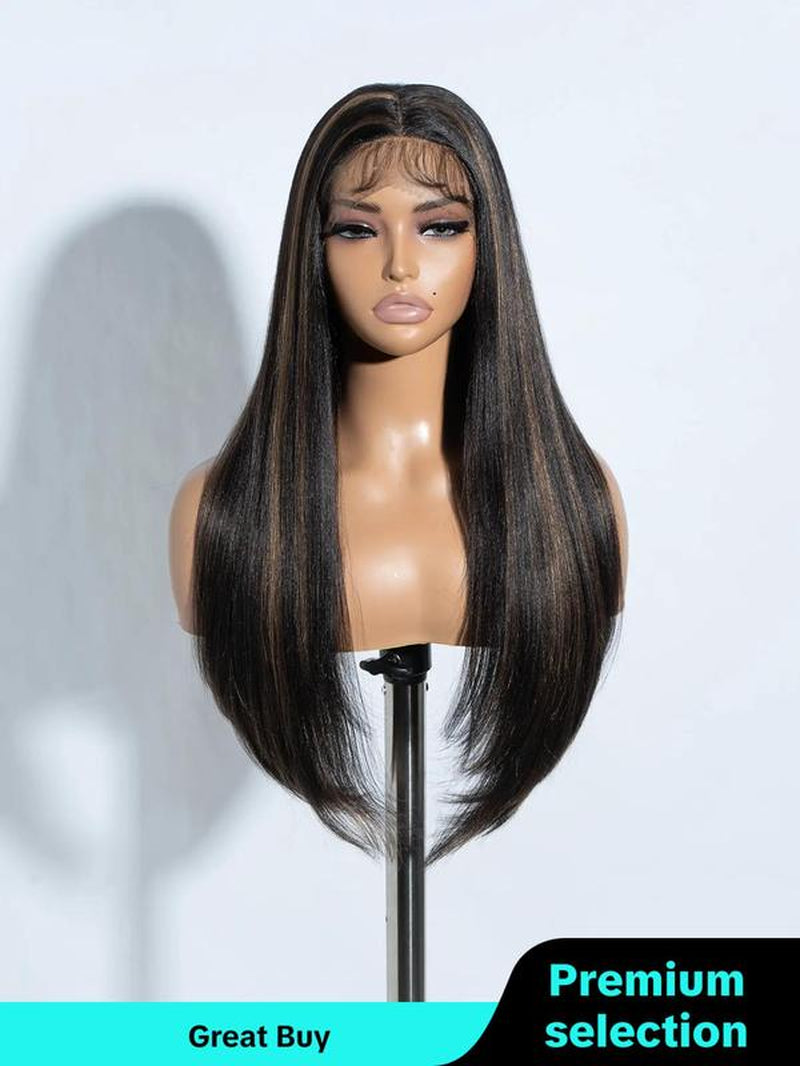 Long Straight Wigs for Women, Wigs with Bangs for Daily, Cosplay, Anime or Costume Party, Striking Natural Fluffy Hair Wigs with Baby Bangs for Daily & Party Hairstyle Decoration Glueless