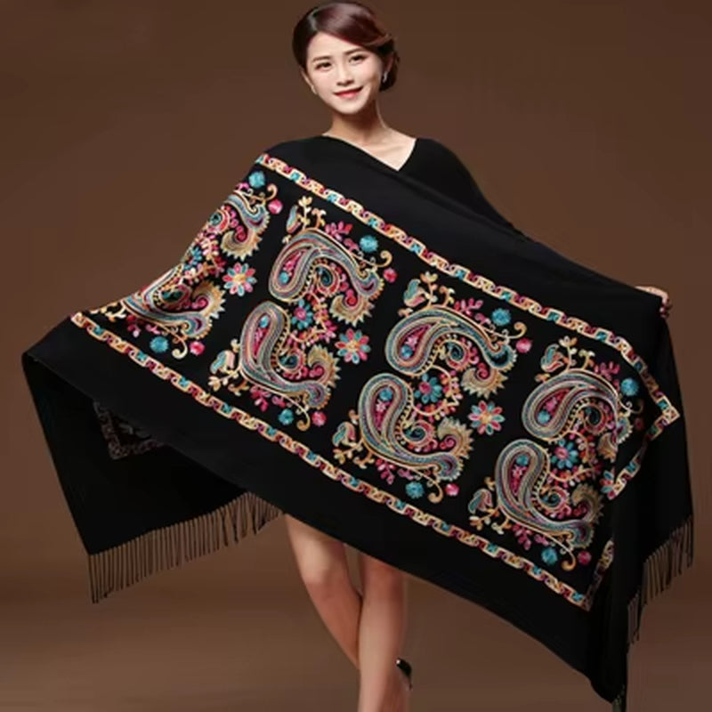 New Arrival Shawl Women Embroider Flower Scarf Pashmina Cashmere Scarf Winter Warm Fine Tassels Scarf Shawl Fashion Shawl Scarve