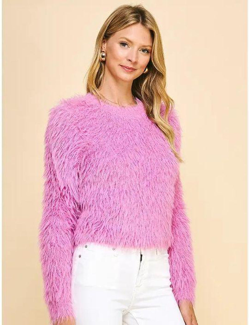 FUZZY CROPPED SWEATER