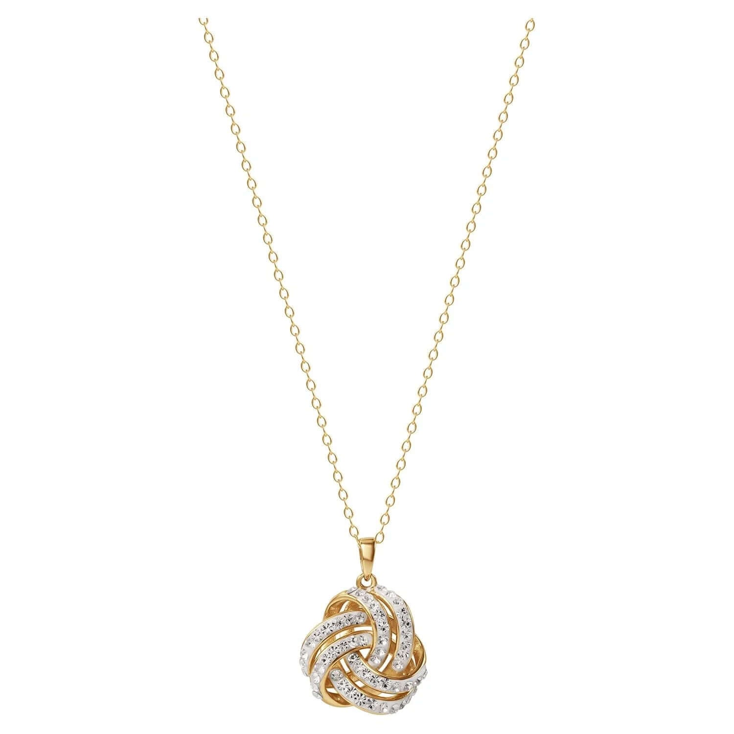 Love Knot 18K Gold Crystal Pendant and Earring Set