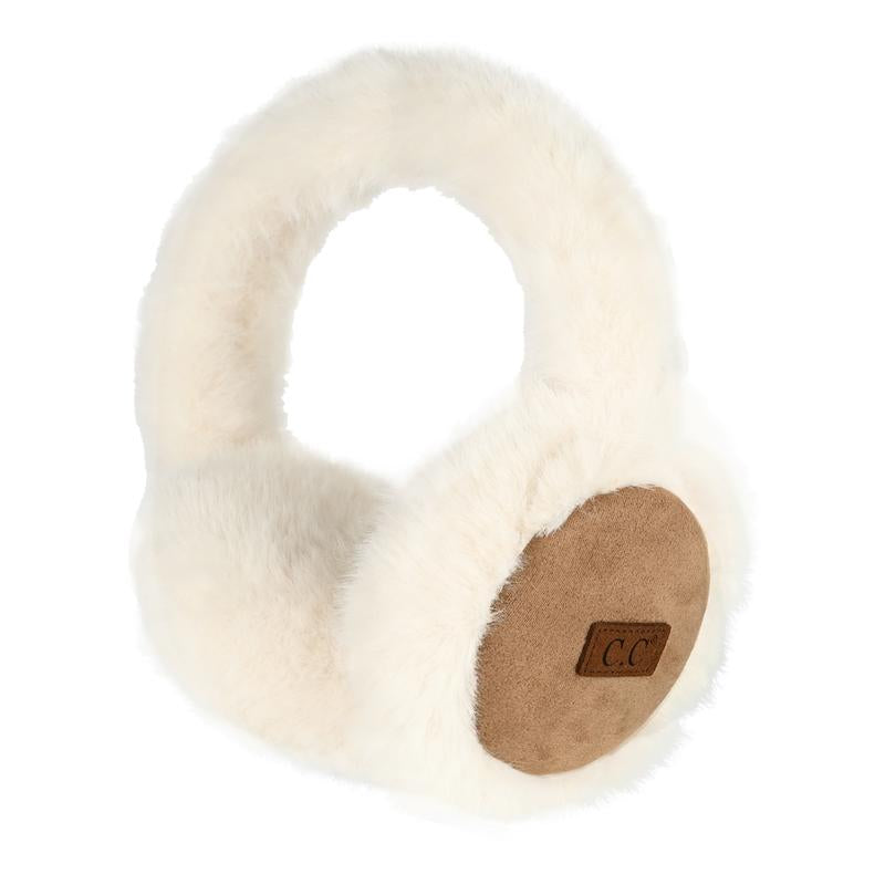 C.C Suede & Faux Fur Earmuff for Women - Warmth Meets Winter Glamour