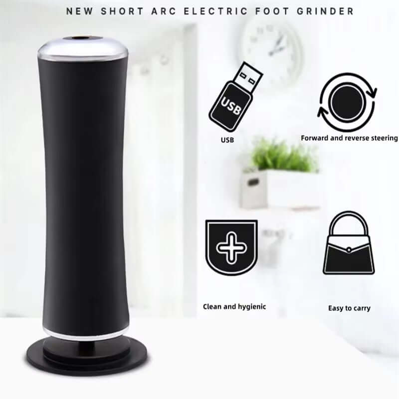 USB electric foot grinder with forward/reverse steering, easy to carry, clean and hygienic design.