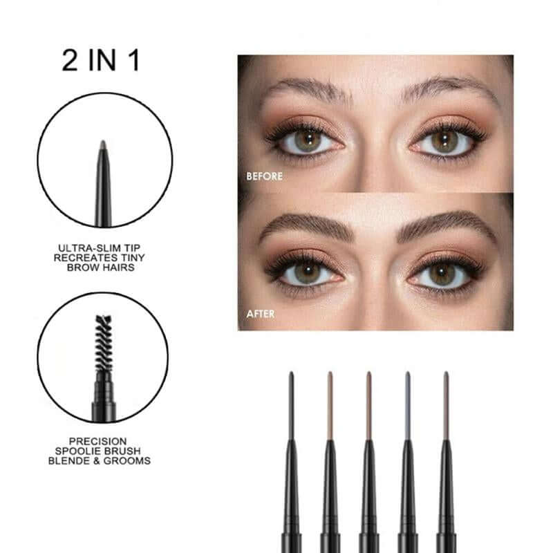 2 Pack Eyebrow Pencil, Waterproof Microblading Eye Brow Eyeliner Eyebrow Pencil Pen Brush Makeup Tools Cosmetic Smooth Cosmetic Smooth