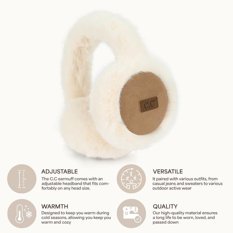 C.C Suede & Faux Fur Earmuff for Women - Warmth Meets Winter Glamour