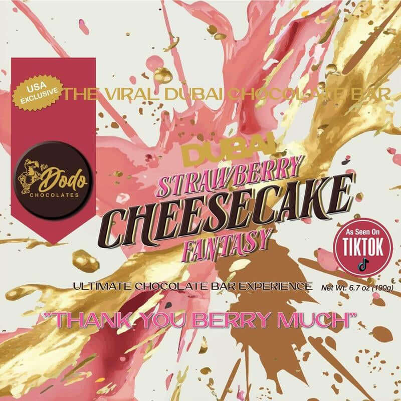 Viral Dubai Strawberry Cheesecake Fantasy Ultimate Chocolate Bar Experience Dessert Snack