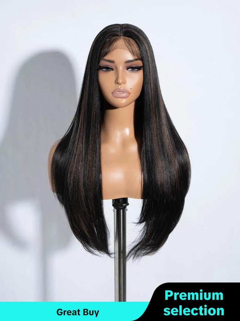 Long Straight Wigs for Women, Wigs with Bangs for Daily, Cosplay, Anime or Costume Party, Striking Natural Fluffy Hair Wigs with Baby Bangs for Daily & Party Hairstyle Decoration Glueless