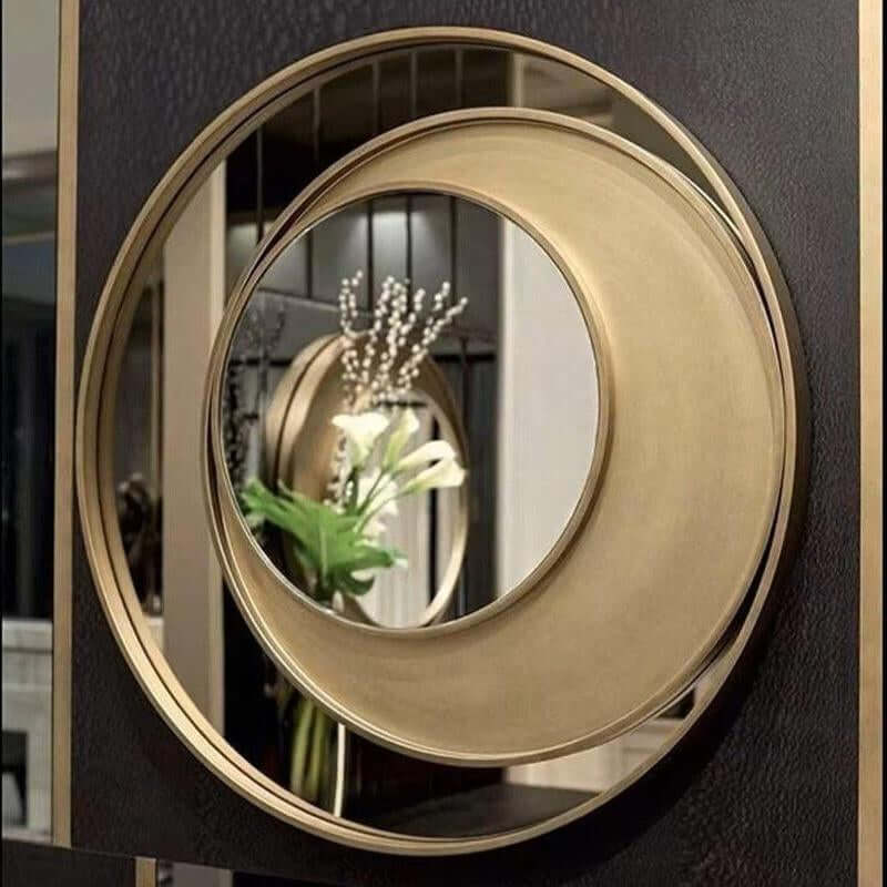 Elegant Creative Geometric Gold round Wall Mirror Modern Accent for Home Decor