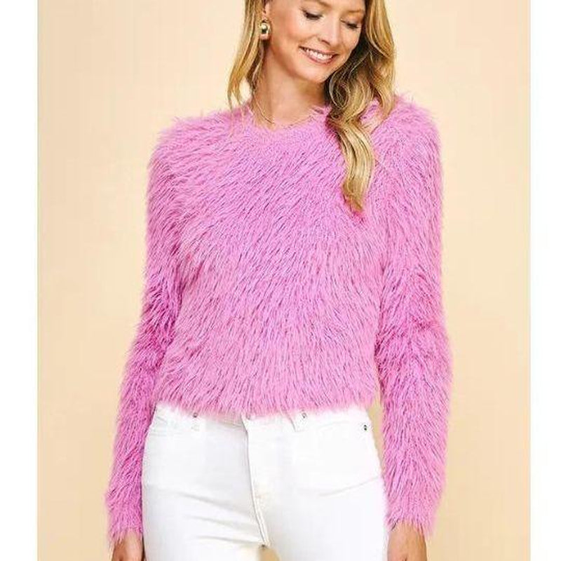 FUZZY CROPPED SWEATER