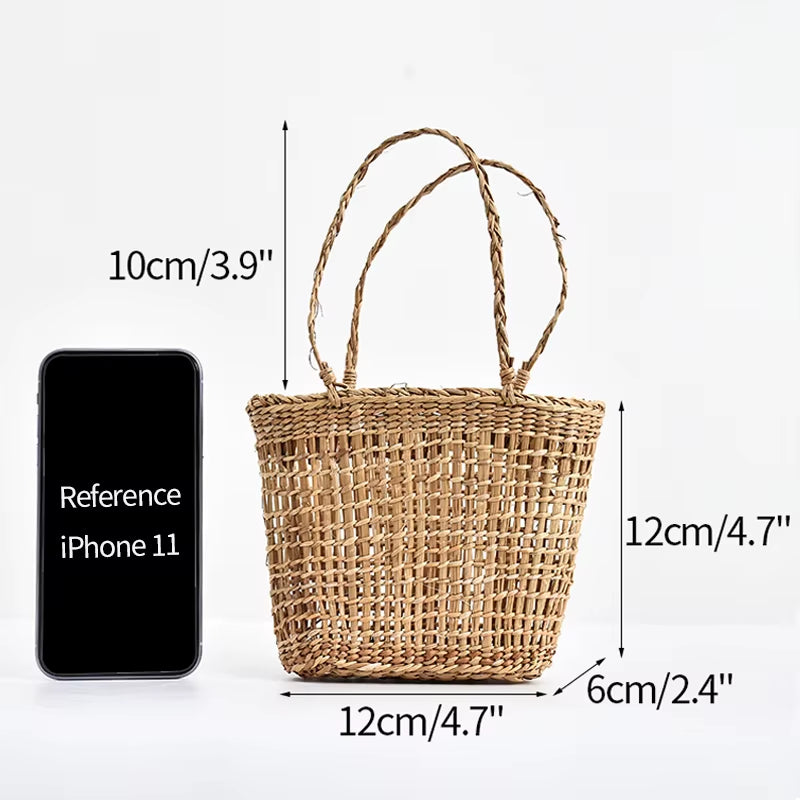 Mini Flower Basket Ins Style Portable Storage Basket for Home Decor Picnic Basket Food Grass Weaving Organizer Photography Props