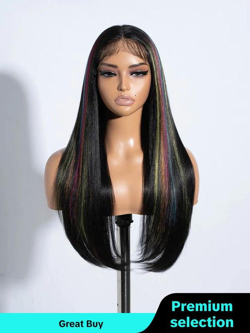 Long Straight Wigs for Women, Wigs with Bangs for Daily, Cosplay, Anime or Costume Party, Striking Natural Fluffy Hair Wigs with Baby Bangs for Daily & Party Hairstyle Decoration Glueless