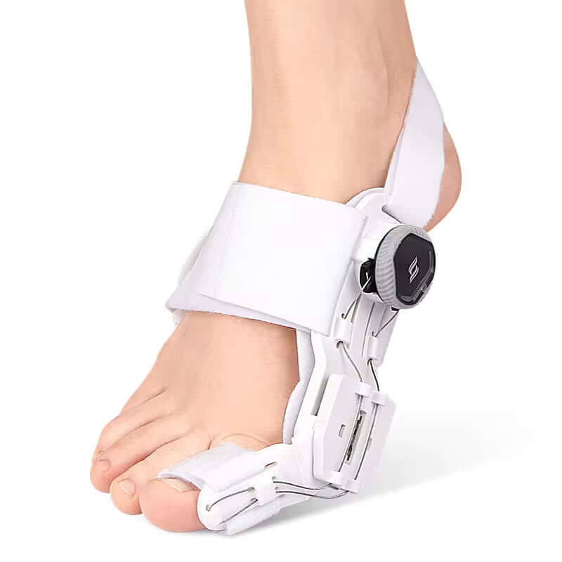 Unisex bunion corrector brace with adjustable rotatable toe separator for foot care and comfort.
