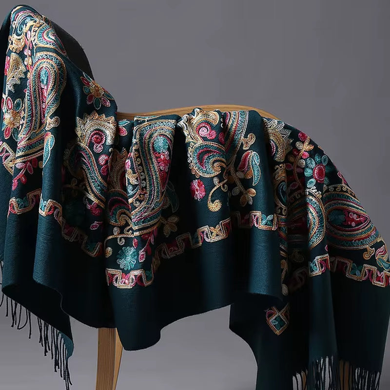 New Arrival Shawl Women Embroider Flower Scarf Pashmina Cashmere Scarf Winter Warm Fine Tassels Scarf Shawl Fashion Shawl Scarve