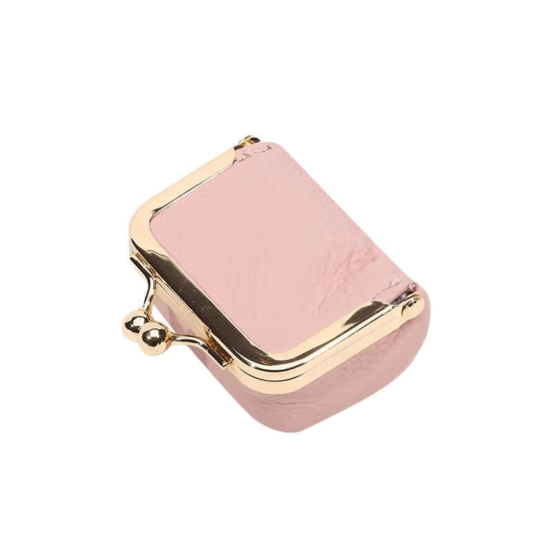 Pink solid color PU leather jewelry box with gold clasp, ideal for storing rings, necklaces, and small accessories.