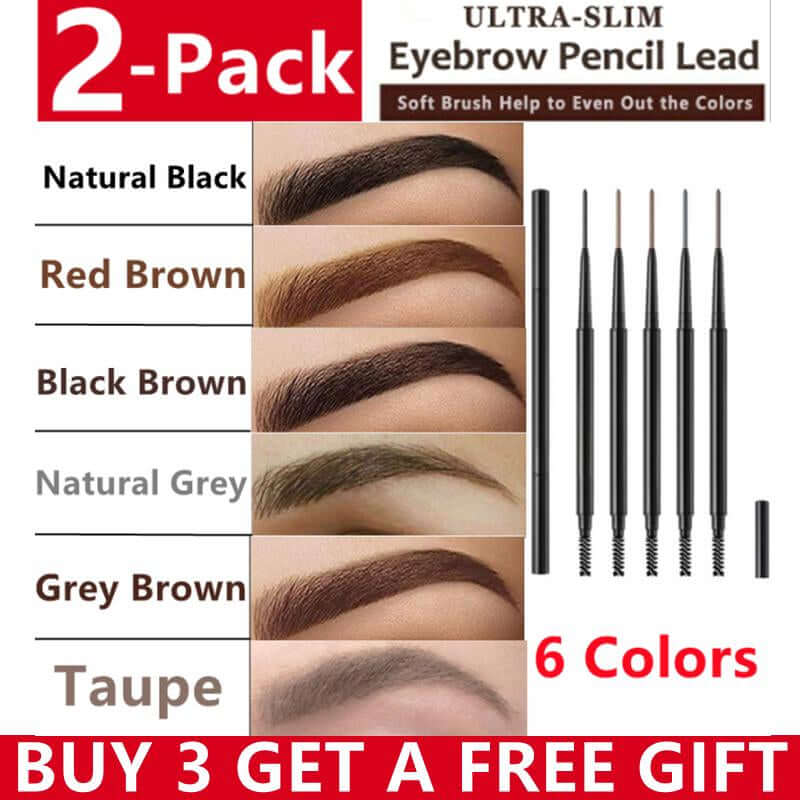 2 Pack Eyebrow Pencil, Waterproof Microblading Eye Brow Eyeliner Eyebrow Pencil Pen Brush Makeup Tools Cosmetic Smooth Cosmetic Smooth