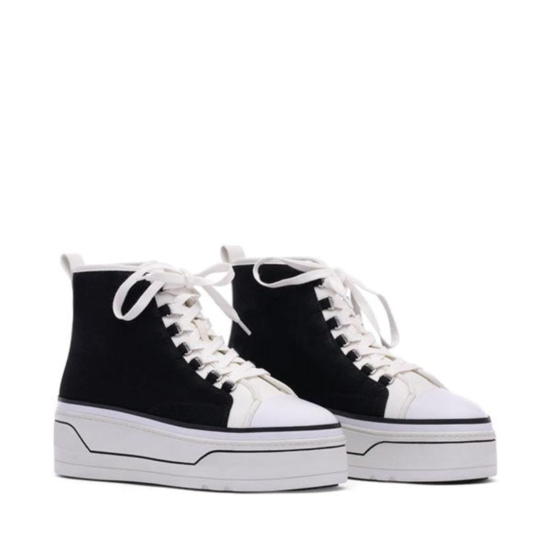 Eyekonn Platform Sneaker - Black/White Canvas