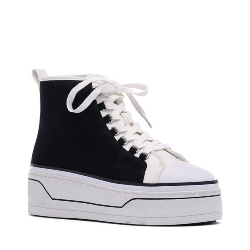 Eyekonn Platform Sneaker - Black/White Canvas