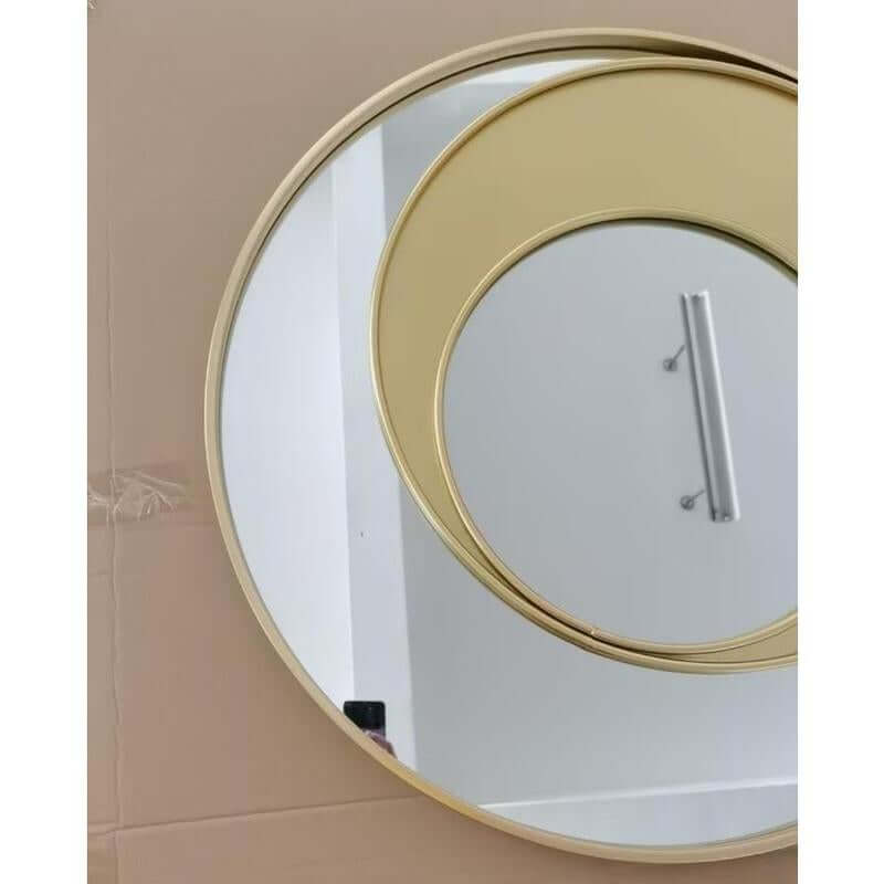 Elegant Creative Geometric Gold round Wall Mirror Modern Accent for Home Decor