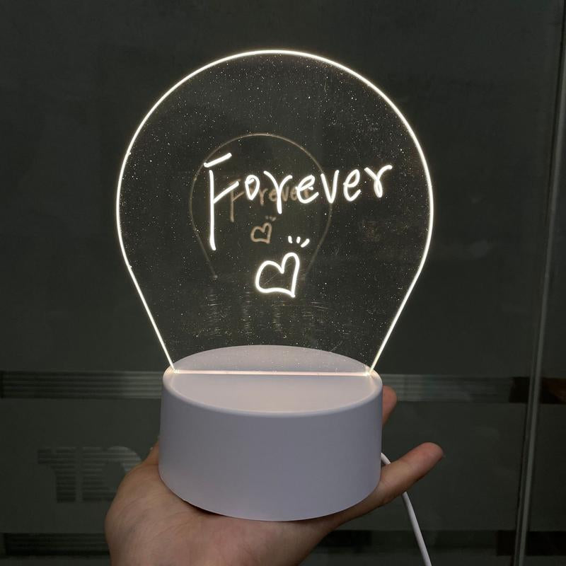 Acrylic Dry Erase Board Night Light with 3 Adjustable Color Temperatures, Transparent Desktop Note Board, Rewritable Night Light with Message Board, USB Powered, Gift