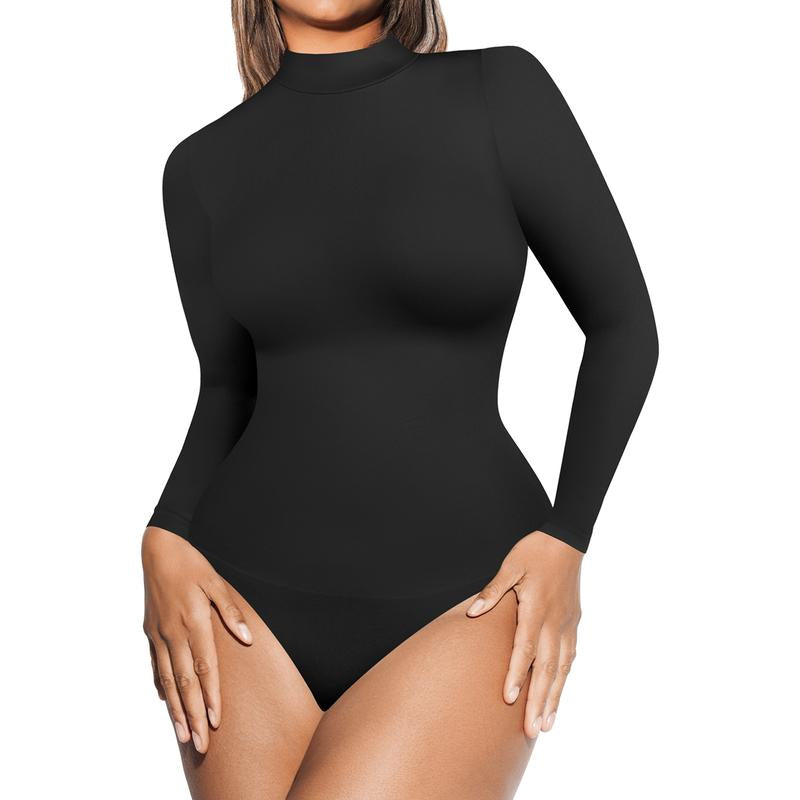 Feelingirl Long Sleeve Thong Bodysuit for Women Seamless Body Shaper Bodysuit Slimming Body Suits for Women Comfort Fabric Womenswear