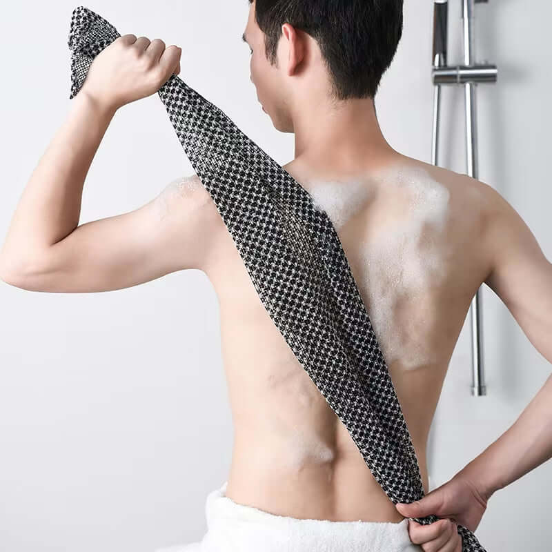 Exfoliating Washcloth Back Scrubber for Shower for Men Silver-Ion Multi-Function Foam Bath Towel Ultra-Long Exfoliating Towels