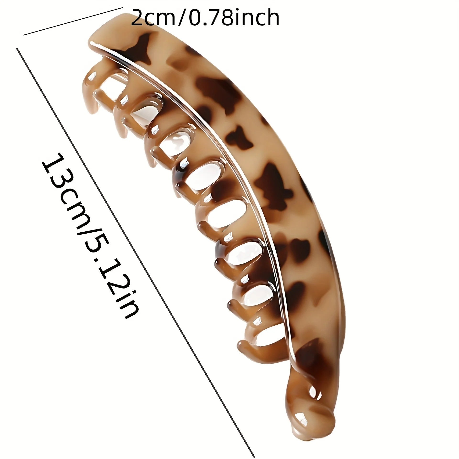 Fish-shaped matte banana hair clip in brown tortoiseshell design, measuring 13cm, perfect for women's hairstyles.