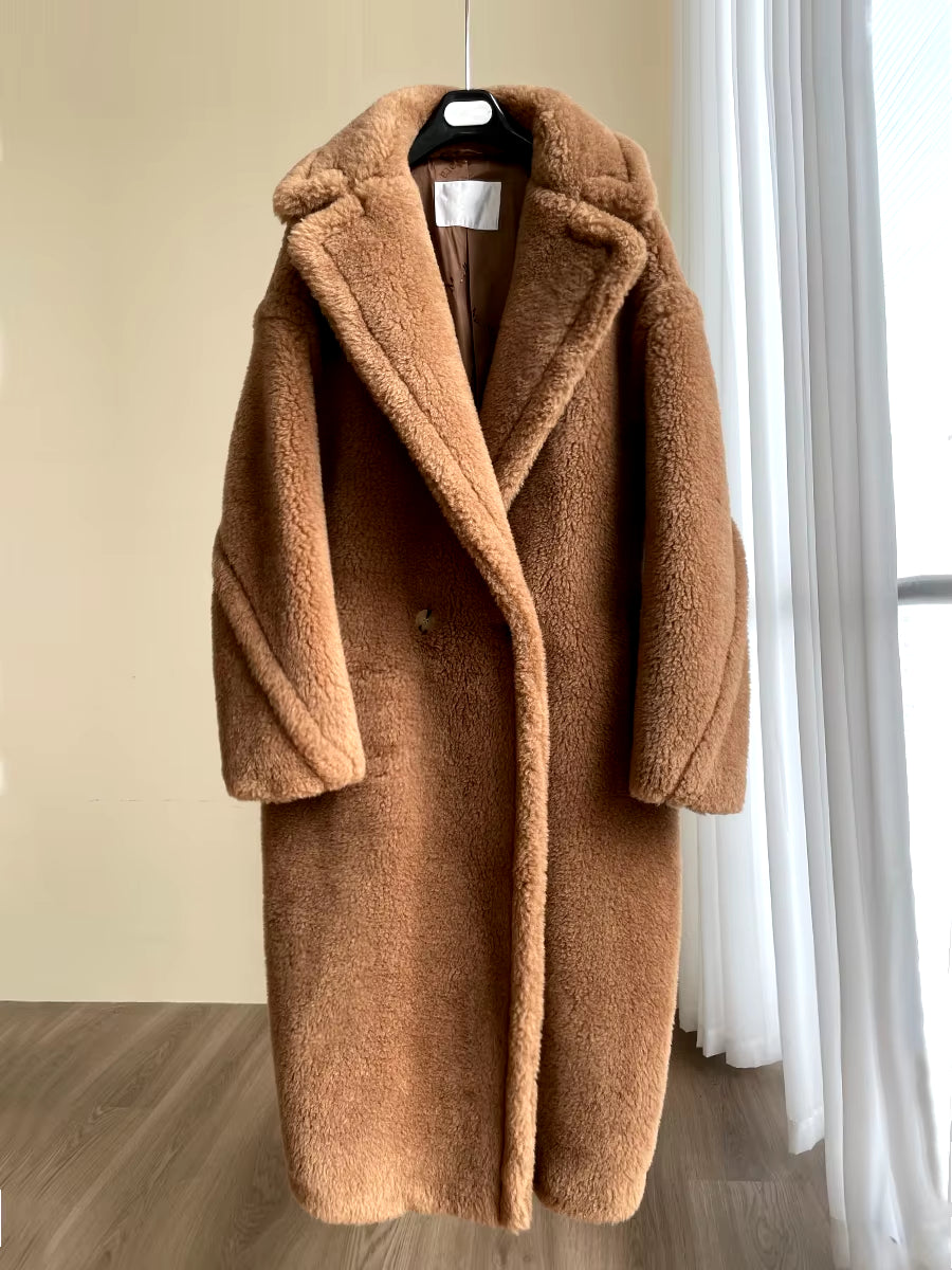 Women'S Coat Teddy Bear Real Fur Coat Women Winter Alpaca Coat Women Wool Coat Loose Coats Warm Thicken Coat Women Classic Coat