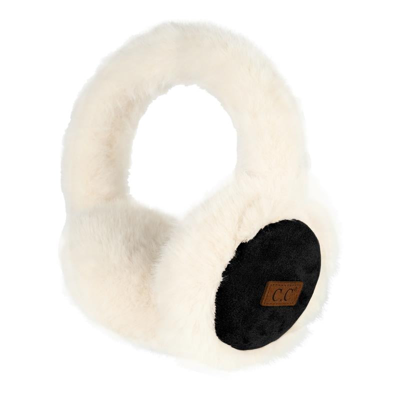 C.C Suede & Faux Fur Earmuff for Women - Warmth Meets Winter Glamour