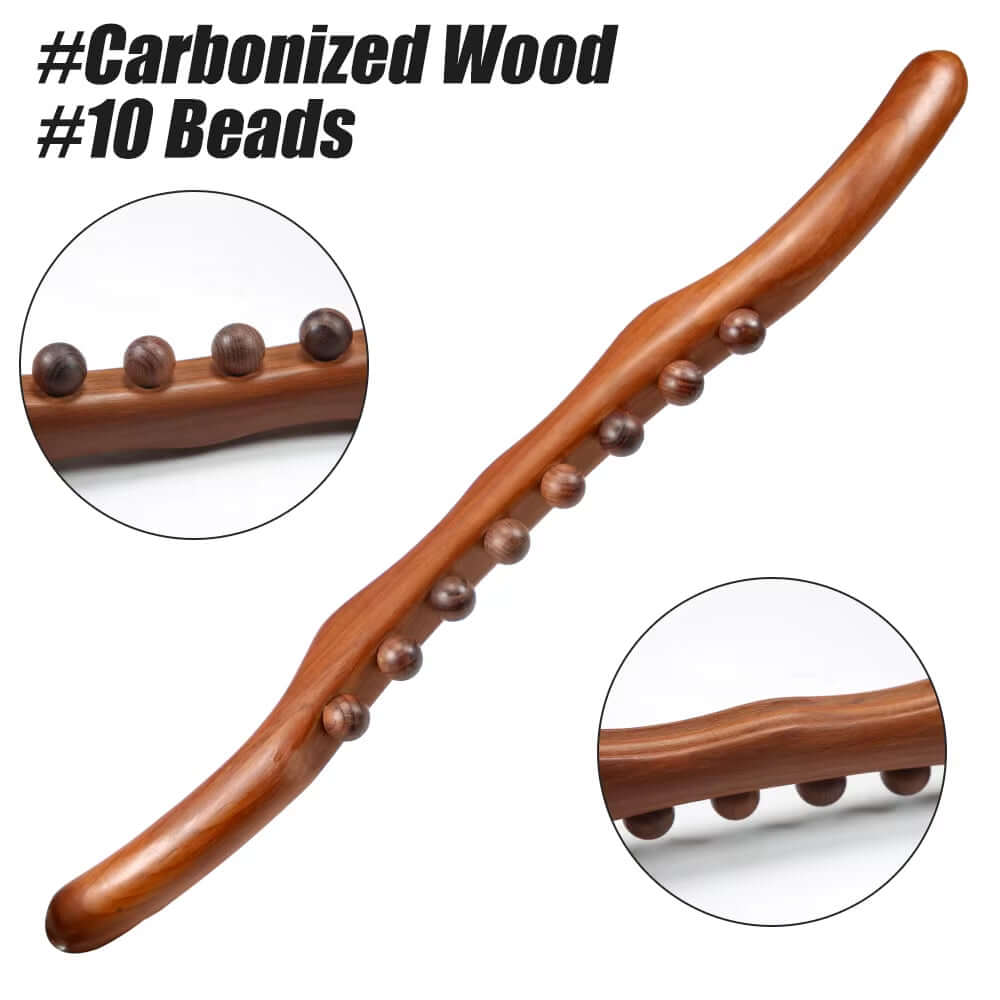 Guasha Wood Stick Massage Tool,36 Beads Wood Massage Roller Stick,Lymphatic Drainage Massager for Body Shaping,Back,Leg