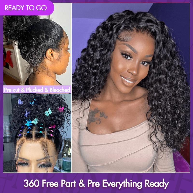 Premax Wigs | 360 Lace Super Natural Hairline Water Wave Free Part Human Hair Wig