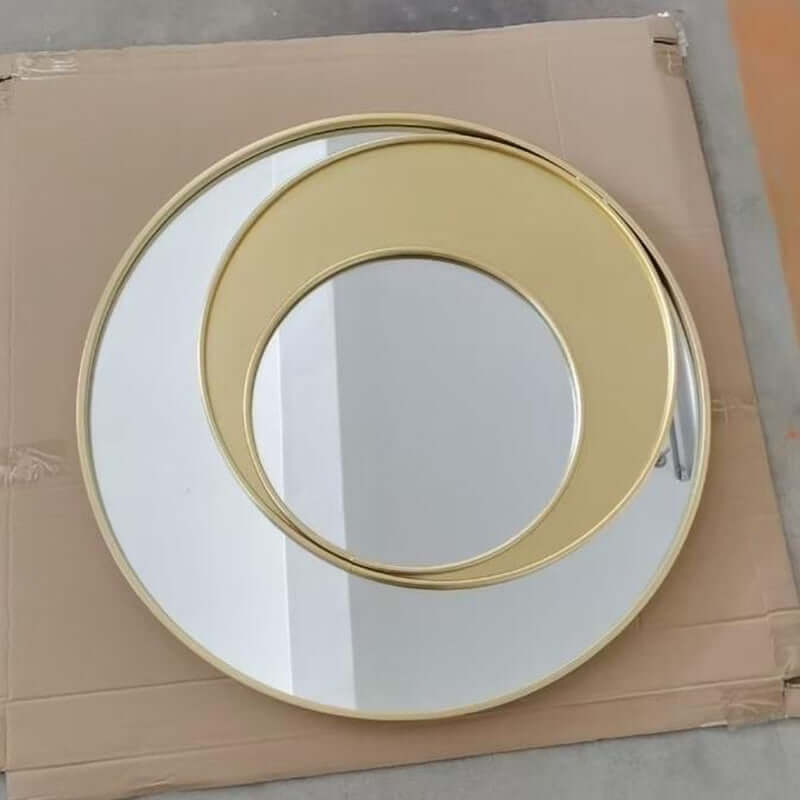 Elegant Creative Geometric Gold round Wall Mirror Modern Accent for Home Decor