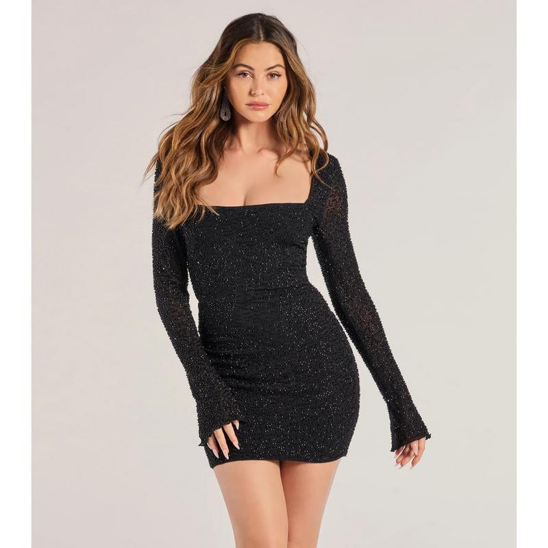 Breigh Beaded Lace-Up Mini Dress