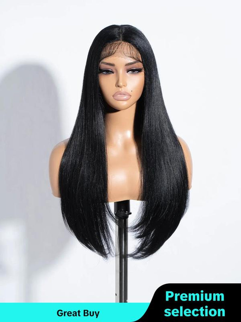 Long Straight Wigs for Women, Wigs with Bangs for Daily, Cosplay, Anime or Costume Party, Striking Natural Fluffy Hair Wigs with Baby Bangs for Daily & Party Hairstyle Decoration Glueless