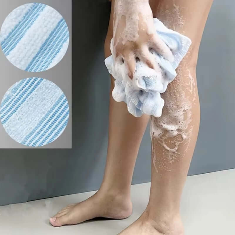 Exfoliating Washcloth Back Scrubber for Shower for Men Silver-Ion Multi-Function Foam Bath Towel Ultra-Long Exfoliating Towels