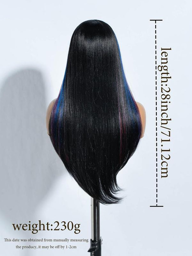 Long Straight Wigs for Women, Wigs with Bangs for Daily, Cosplay, Anime or Costume Party, Striking Natural Fluffy Hair Wigs with Baby Bangs for Daily & Party Hairstyle Decoration Glueless